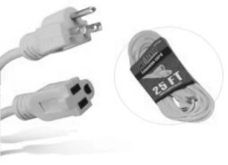 Outdoor Extension Cord, 25 Feet, SJTW 14AWG/3 Conductor, 125V, 15A