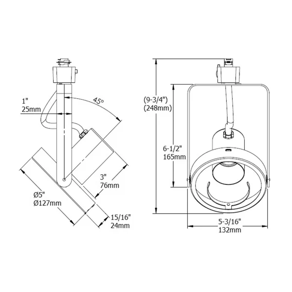 PAR38 Gimbal Track Luminaire, Black or White Finish - view 2