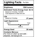 26W 6500K Daylight Double U-Shaped Twin Tube CFL Bulb with G24d-3 Base - view 4