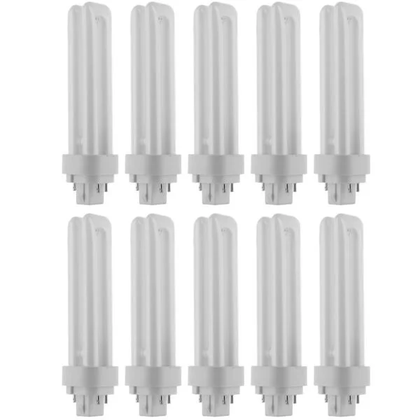 PLD18, Daylight, Double U-Shaped TwinTube CFL Bulbs, 4-Pin G24Q-2 Base, 10 Pack
