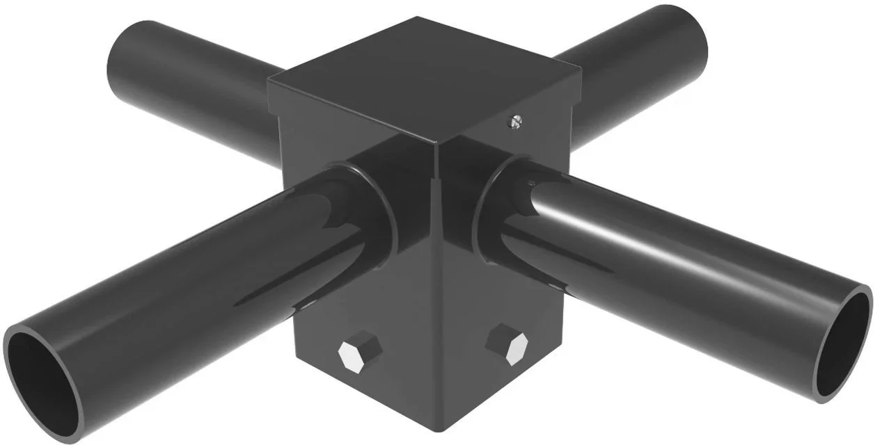 Pole Mount Quad 2 3 / 8" Tenon, Top Mount Horizontal 90 deg for 4" Square Pole, Bronze