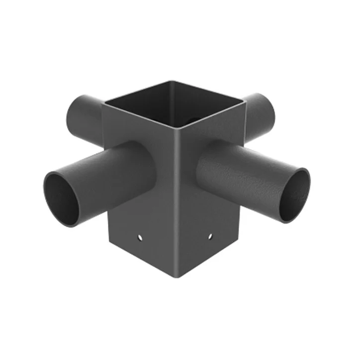 Portor Industry Horizontal Square Quad Tenon Pole Bracket, 4", 90°, Bronze