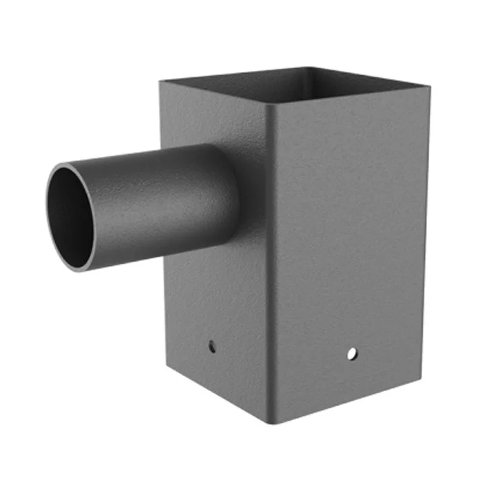 Portor PT-AL-P-HST2-1 Horizontal Square Tenon Pole Bracket, Single Horizontal, 4", 90°, Bronze