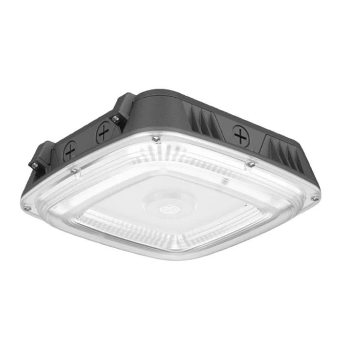 Portor Square Canopy Light, 80W Max, 20W/40W/60W/70W/80W Selectable, 3000K/4000K/5000K Selectable, 120-277V, Bronze, ...