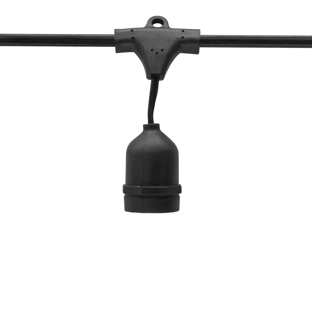 Proluxe LS2-M Series Suspended E26 Light String, 48ft, 24in Socket Spacing, Black, 120V