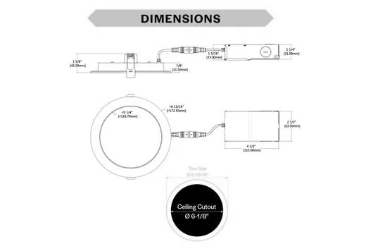 Push Lens Slim Downlight, 6", Smooth Trim, Color Selectable 2700K/3000K/3500K/4000K/5000K, 120V - view 2