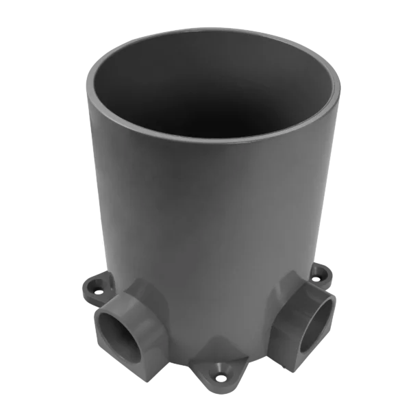 PVC Floor Box, 6-inch Depth, Non-metallic Construction, 1-Gang Duplex Receptacle