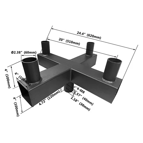 Quad 90° Horizontal Tenon Adapter, Model QT90-4T-D - view 2