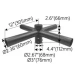 Quad Spoke Bracket, 90° Arms, 2-3/8” O.D. Vertical Tenon, Bronze - view 2