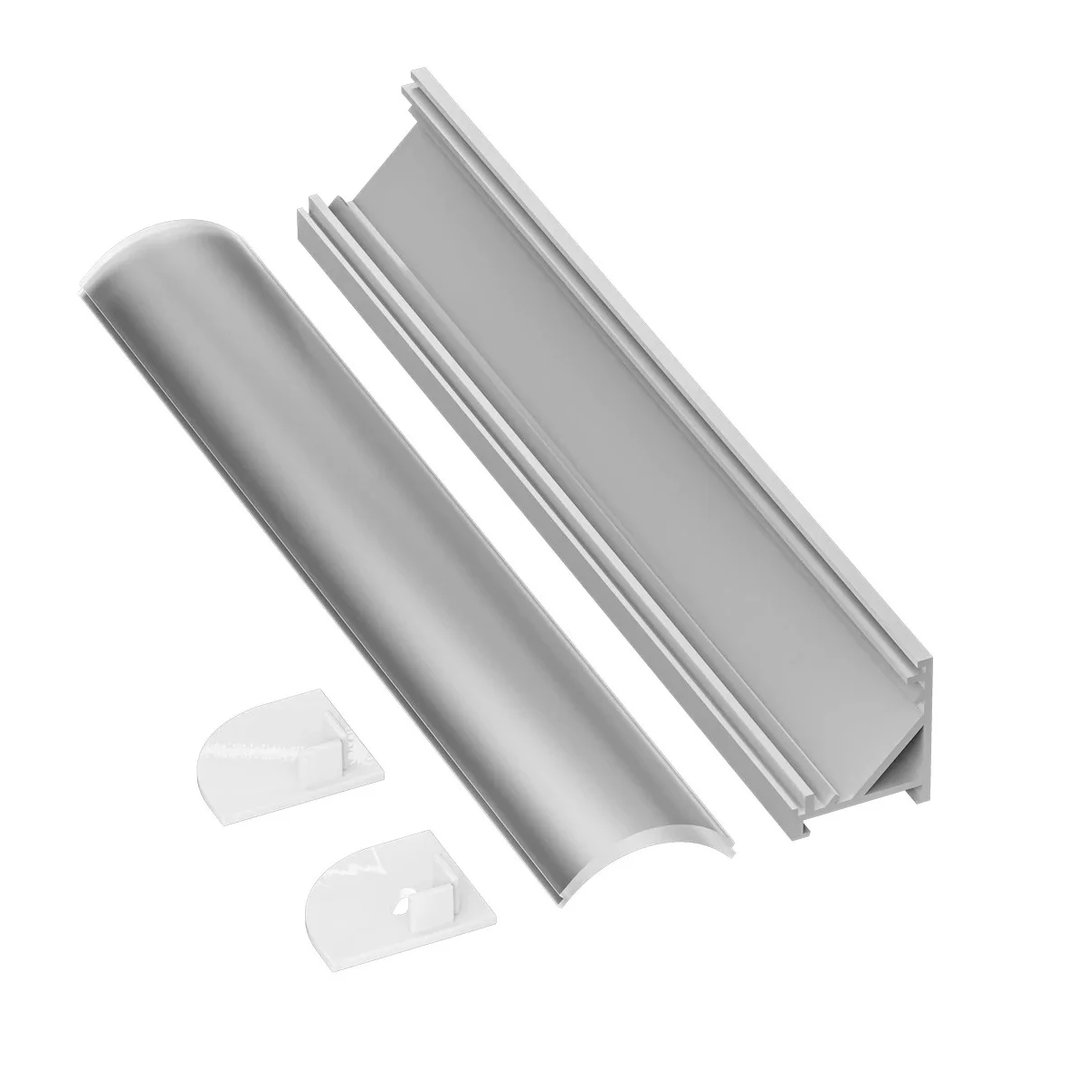 Radius Extrusion Bundle, 2M, Aluminum Finish, High Grade Diffusion Lens