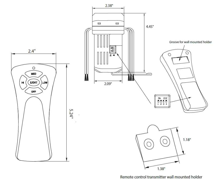 RC-10, 3-Speed AC Fan Control, Full-Range Dimming Remote - view 2
