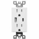 Receptacle with 1 USB, 1 Type-C, 4.8A, White
