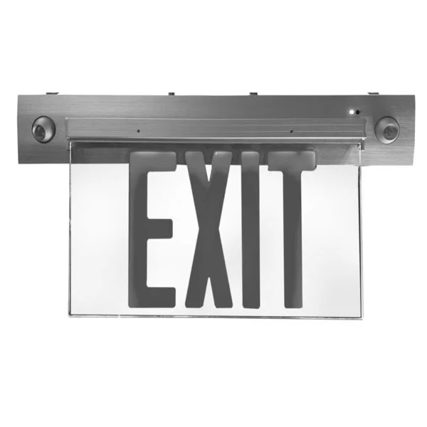 Recessed Edge-lit Exit and Emergency Light Combo, Single Face, Acrylic Plate