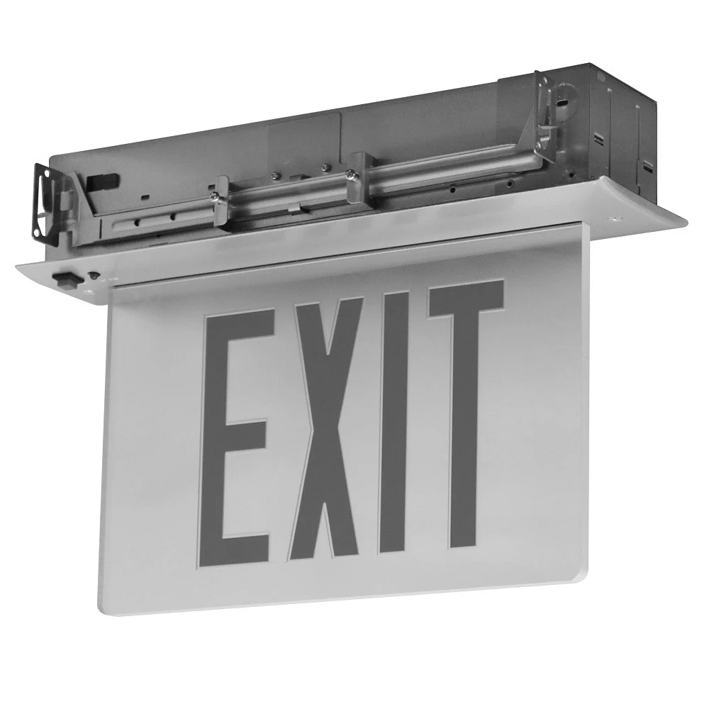 Recessed Edgelit Aluminum Exit Sign, Double Face