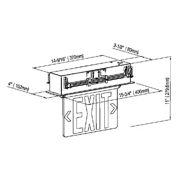 Recessed EdgeLit Exit Sign, Double Face, Mirror Background, Aluminum Housing, Red/Green Switchable - view 2