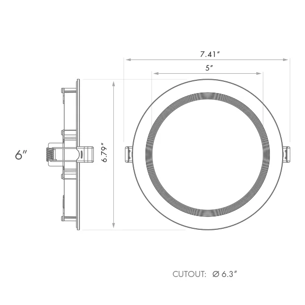 Recessed Mini Panel, 6", Round Baffled Trim with 5 Selectable CCT - view 2