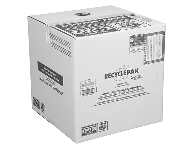 Large Electronics Recycling Box, 22"x22"x22", 5.5 Mil Vapor Barrier Liner, Prepaid Return Shipping