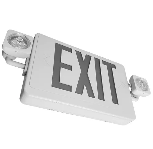 Reduced Profile All LED Exit & Emergency Thermoplastic Combo, Red/Green, White Housing, Remote Capacity, Self-Diagnos...