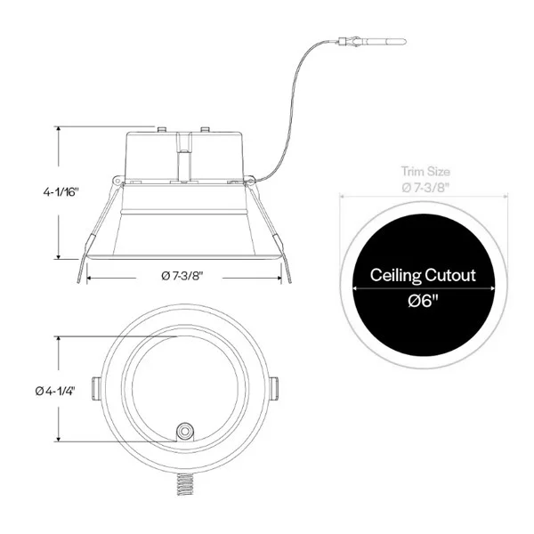 Retrofit Commercial Downlight, 6", Emergency Battery Ready, Lumen Selectable, Color Selectable 2700K...