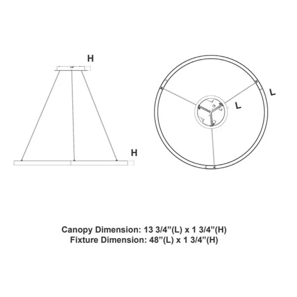 Round Chandelier 80W Up 80W Down Tunable Watts 30/35/40K 0-10V - view 2
