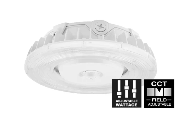 Round LED Parking Garage Canopy Luminaire, 55W, Adjustable CCT 3000K/4000K/5000K, Sensor Ready