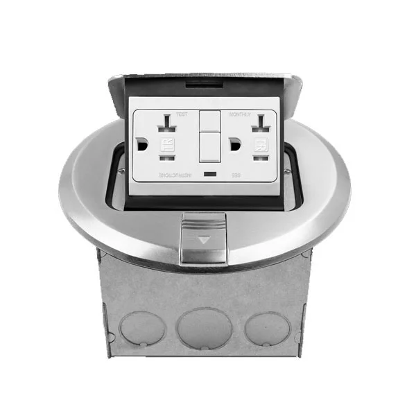 Round Pop-up Floor Box Assembly - Tamper-Resistant GFCI Receptacle
