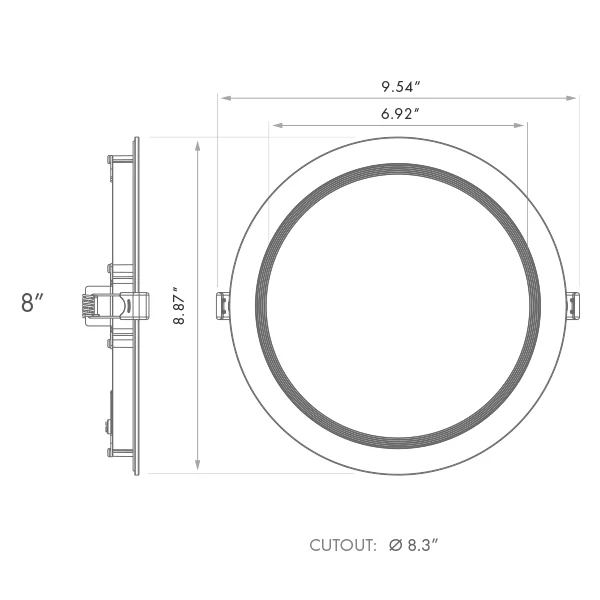 Round Recessed Mini Panel, 8", Baffled Trim, 5 Selectable CCT - view 2