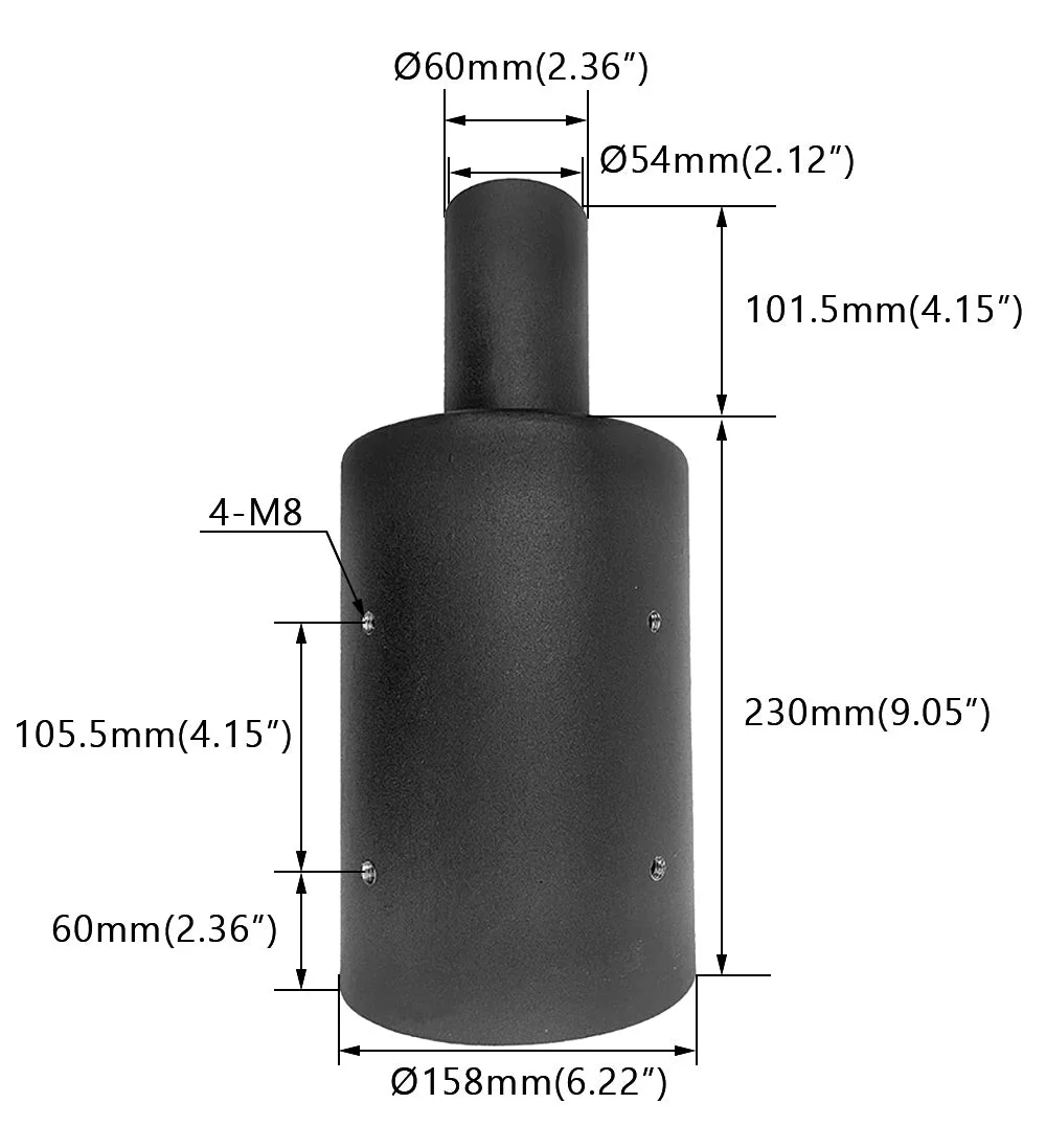 WSD LED Inc. Round Tenon Adaptor, 6 inch - view 3