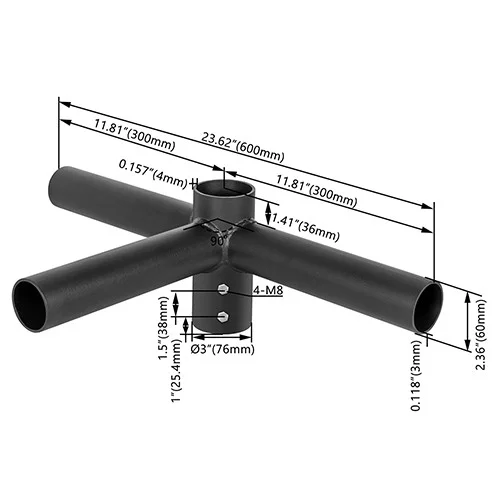 Round Triple 90° Horizontal Tenon Adapter - view 2