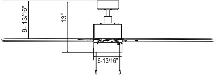 RP Lighting 1065LED Aldea V Ceiling Fan, 52", Integrated LED Light Kit, 16W, 3000K, 90 CRI, 120V, No Pull Chain