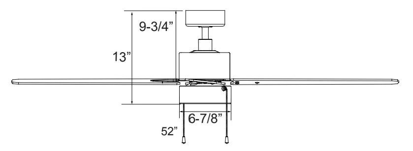 RP Lighting 1074LED Aldea II Ceiling Fan, 52", 3-Blade, Integrated LED Light Kit, 120V - view 2