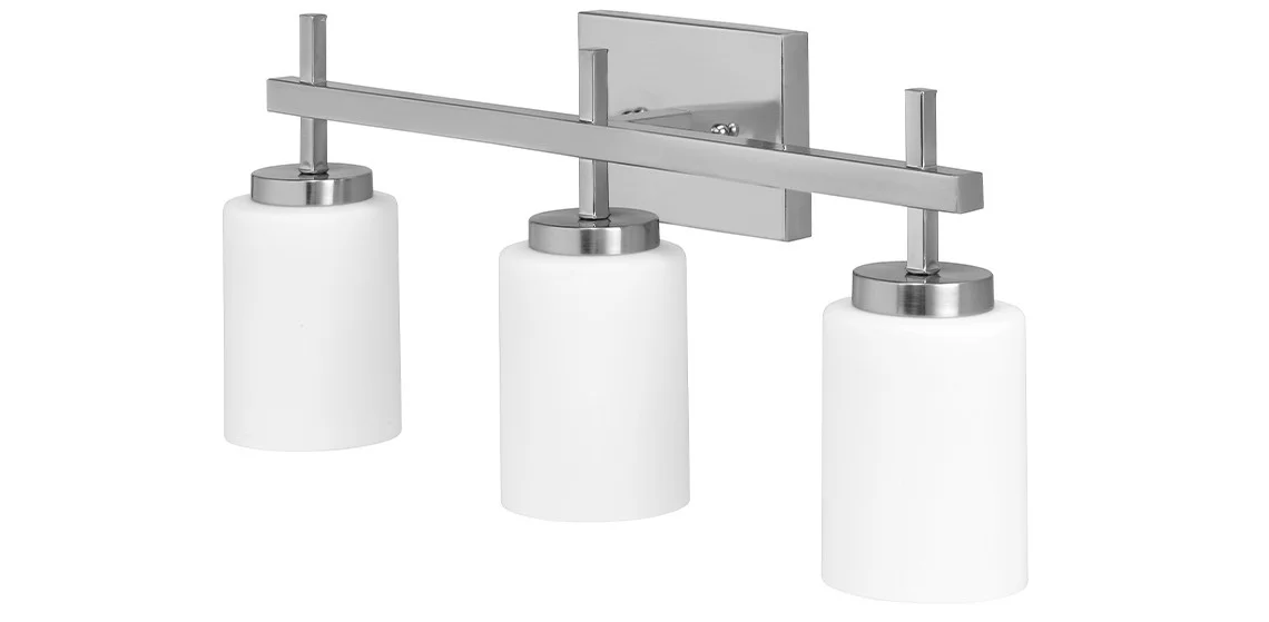 RP Lighting and Fans 4904-1, Brushed Nickel, 3-Light Integral LED Round Shade Vanity Light