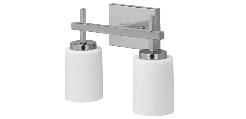 RP Lighting and Fans 4904-1 Vanity Light, Brushed Nickel, 2-Light, Integral LED, Frosted Opal Glass