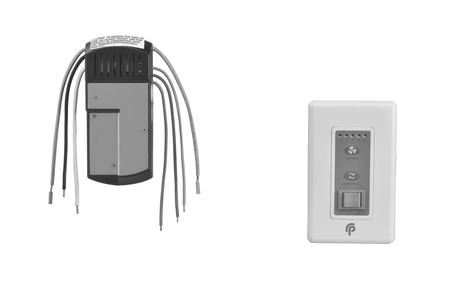 RP Lighting and Fans WCD-70 DC Motor Ceiling Fan Wall-Mounted Control and Receiver, 120V, 60Hz, 5-Speed, Forward/Reve...