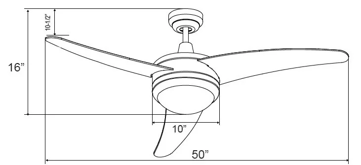 RP Lighting Contempo I Ceiling Fan, 50" Sweep, E26 Socket Base, A19 LED Lamps Included