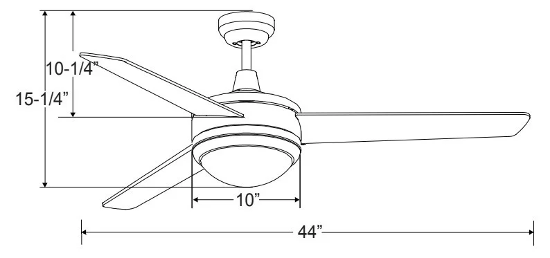 RP Lighting Contempo II 1049LED Ceiling Fan, 44", Integrated LED Light Kit, 16W, 3000K, 90 CRI, 120V - view 2