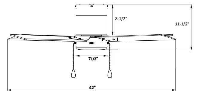 RP Lighting Metalis 4-Blade 42" Sweep Hugger Ceiling Fan, Pull Chain, Integrated LED Light Kit, 120V...