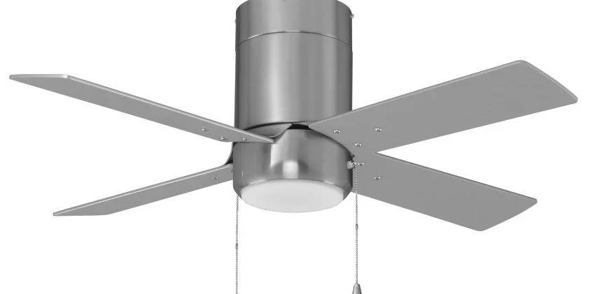 RP Lighting Metalis 4-Blade 42" Sweep Hugger Ceiling Fan, Pull Chain, Integrated LED Light Kit, 120V...