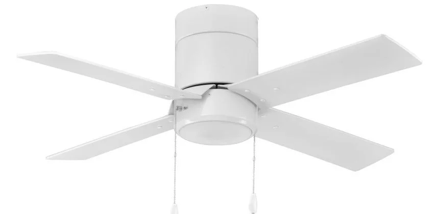 RP Lighting Metalis 4-Blade 42" Sweep Hugger Ceiling Fan, Pull Chain, Integrated LED Light Kit, 120V...