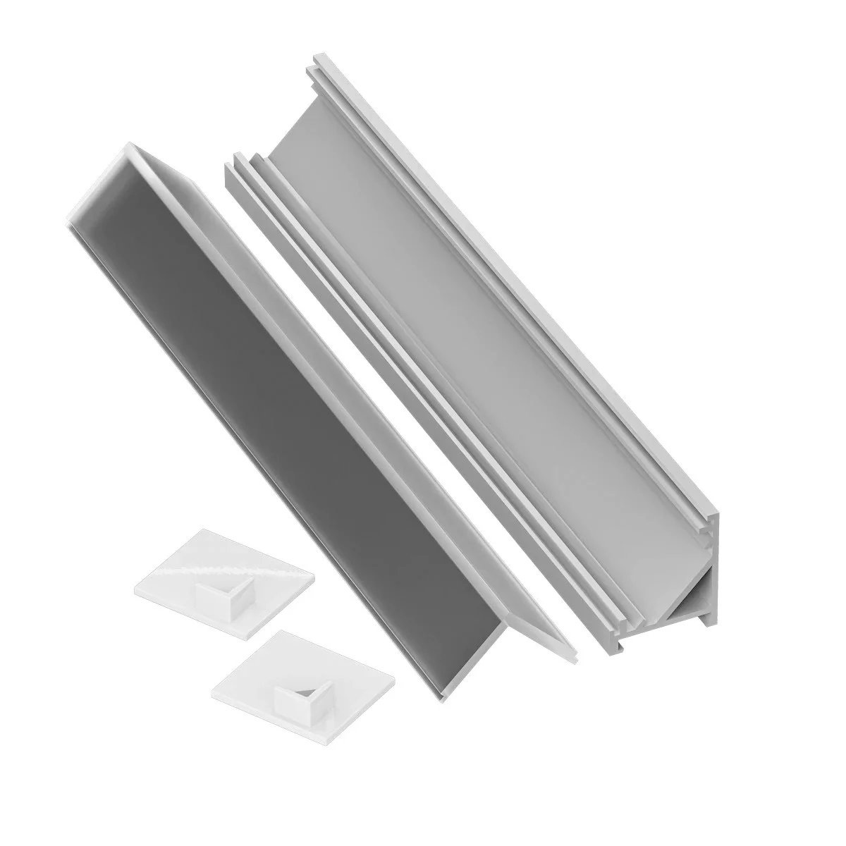 Rubik Aluminum Tape Light Extrusion, 2M Single Bundle, Includes High Grade Diffusion Lens, End Caps, Mounting Clips