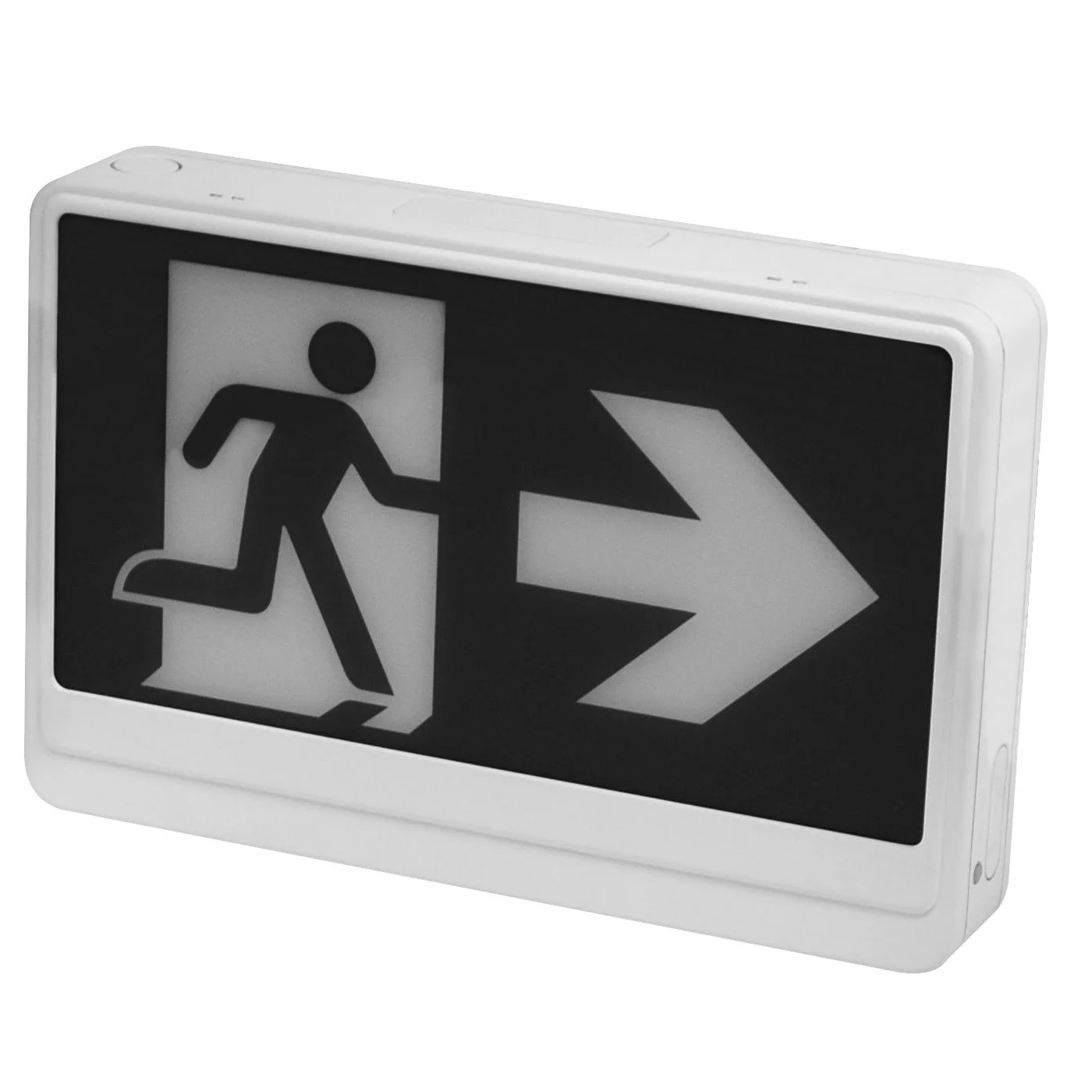 Running Man LED Exit Sign, Universal Single/Double Face, Black, Battery Backup