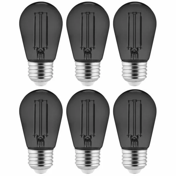 S14 LED Filament Sign Bulb, 2-W, Transparent, Purple, 6 Pack