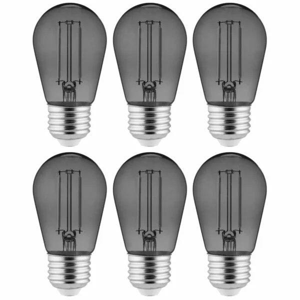 S14 LED Filament Transparent Sign Bulb, 2-W, Orange, 6 Pack