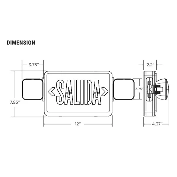 Salida Emergency Square Exit Sign Combo - view 2