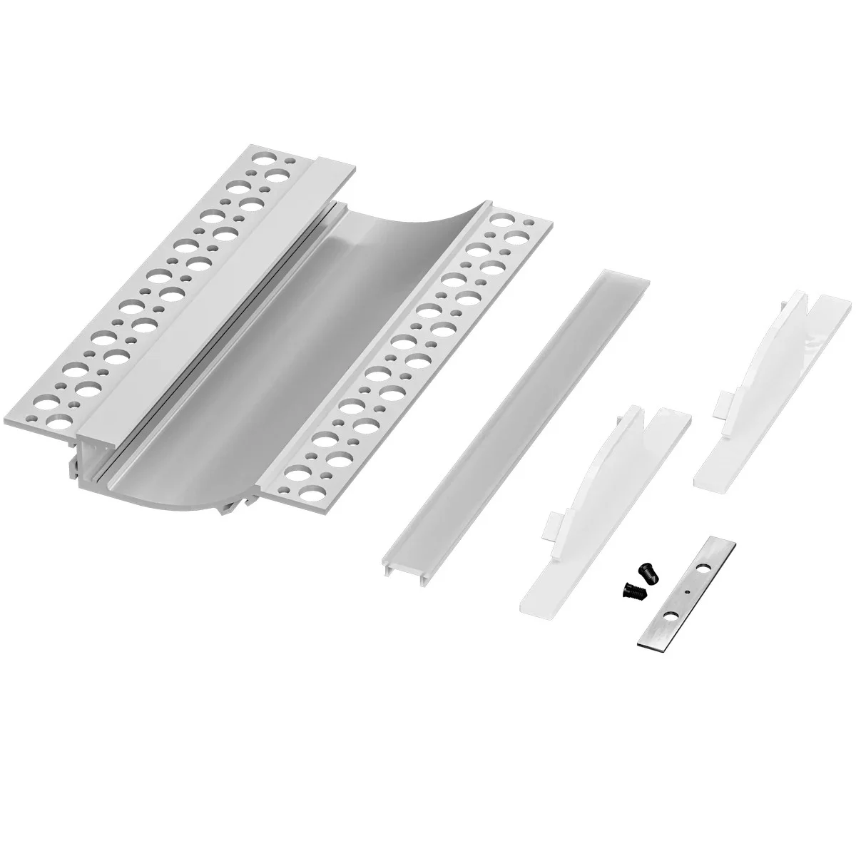 Scoop Wall Wash, 2M Extrusion in Aluminum Finish, High Grade Diffusion Lens, End Cap with Hole, End Cap without Hole,...