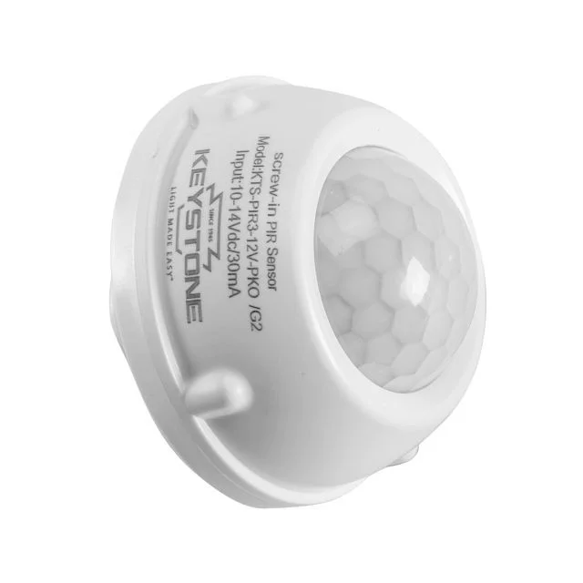 Screw-in PIR sensor for KT-RHLED / G2 and KT-HBLED / G2 fixtures, 12V Input, IP65, Bi-level control with adjustable hold