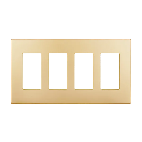 Screwless Wall Plate, 4-Gang Decorator/GFCI, Gold