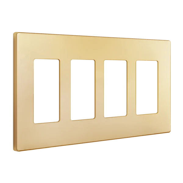 Screwless Wall Plate, 4-Gang Decorator/GFCI, Gold - view 2
