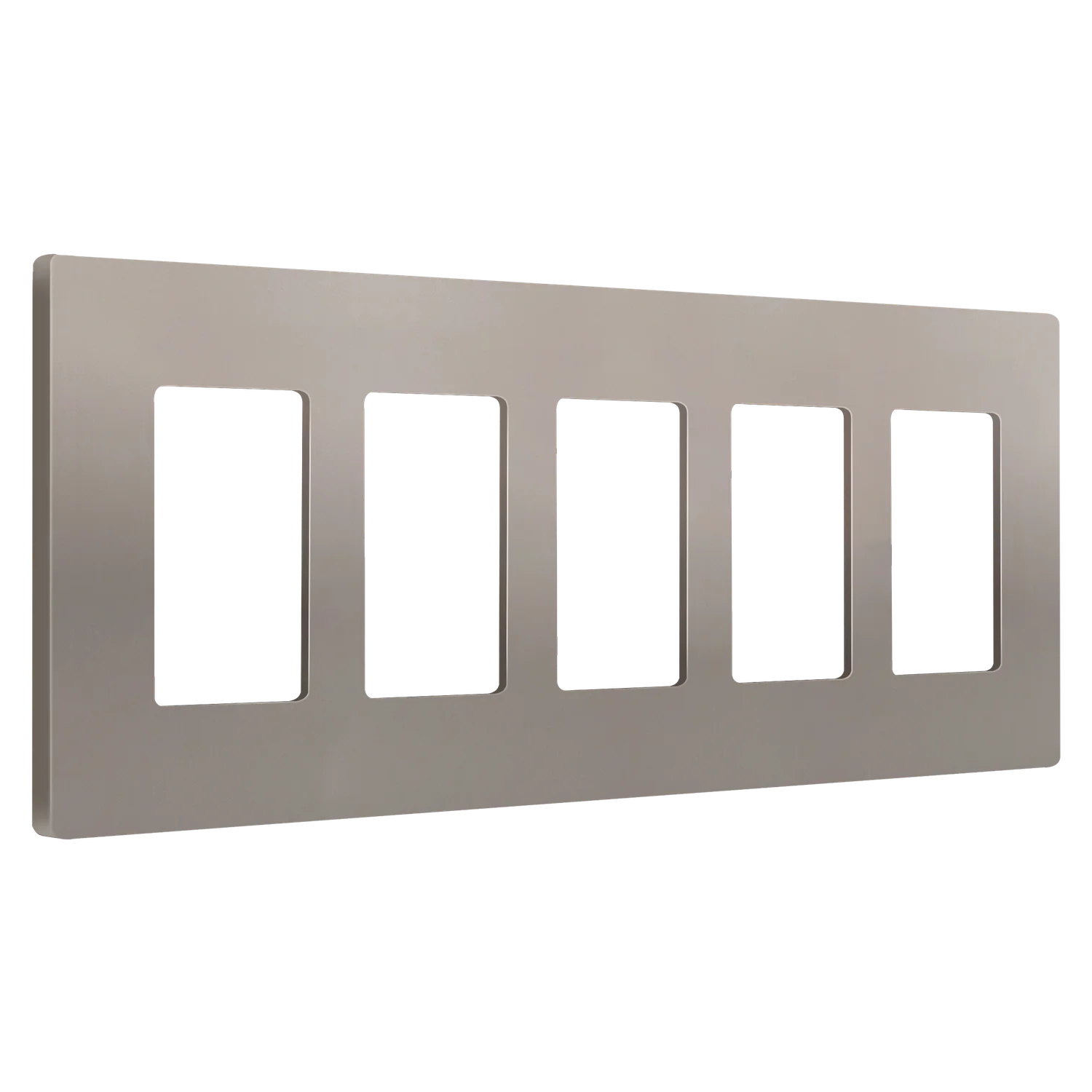 Screwless Wall Plate, 5-Gang Decorator/GFCI, Nickel - view 2
