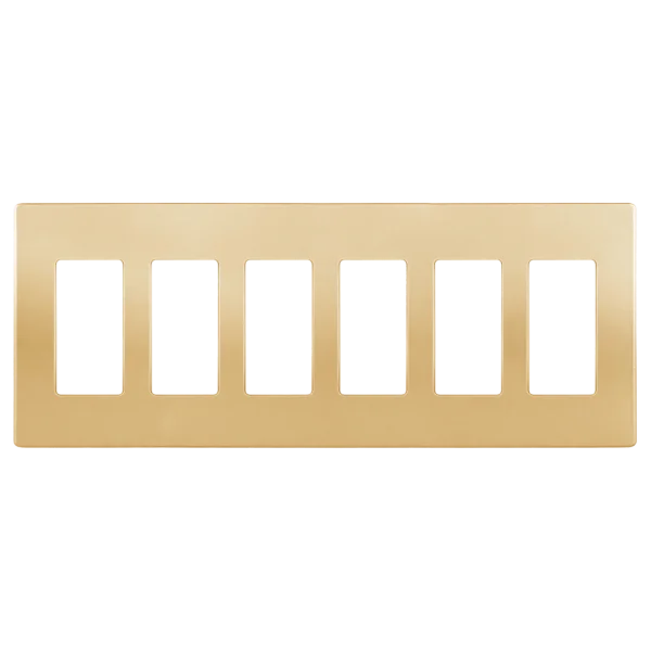 Screwless Wall Plate, 6-Gang Decorator/GFCI, Gold